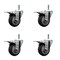 Service Caster 4'' Thermo Rubber Swivel 7/16'' Stem Caster Set with Total Lock Brake, 4PK SCC-GRTTL20S414-TPRB-716138-4 - alternate 1